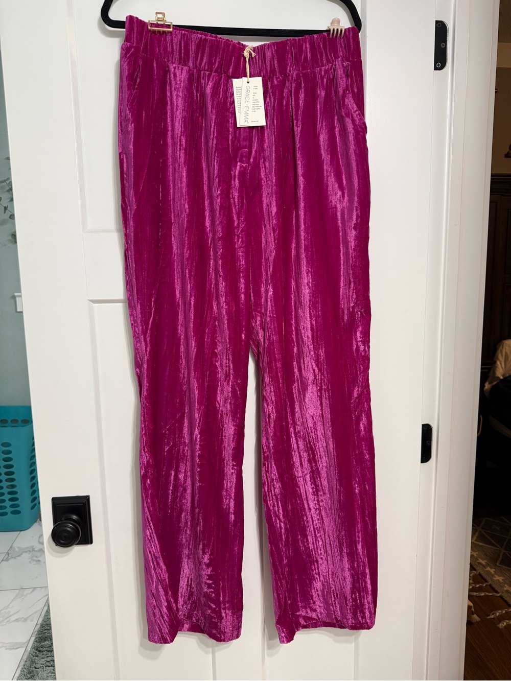 Grace Fuchsia Velvet Wide-Leg Jumpsuit